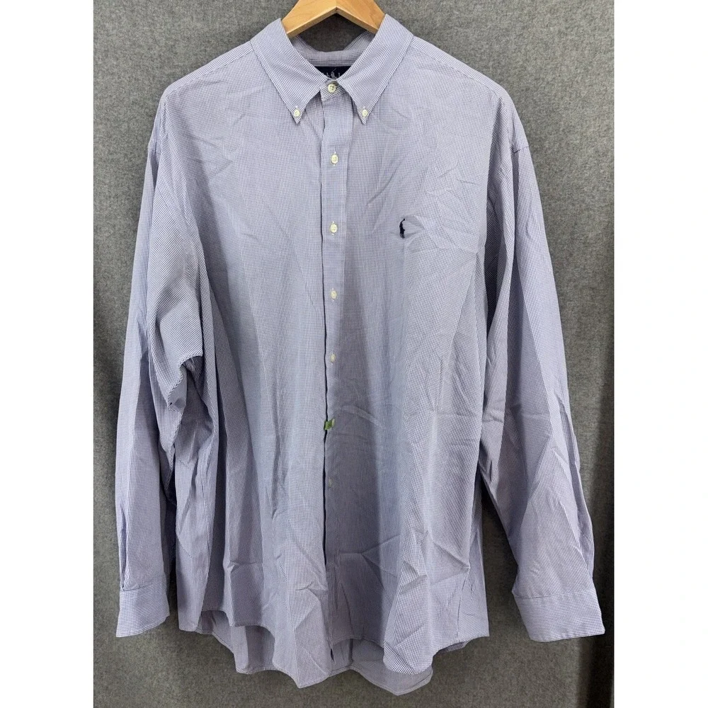 Polo Ralph Lauren Blake Periwinkle Plaid Button Down Mens XXL 2XL Long Sleeve